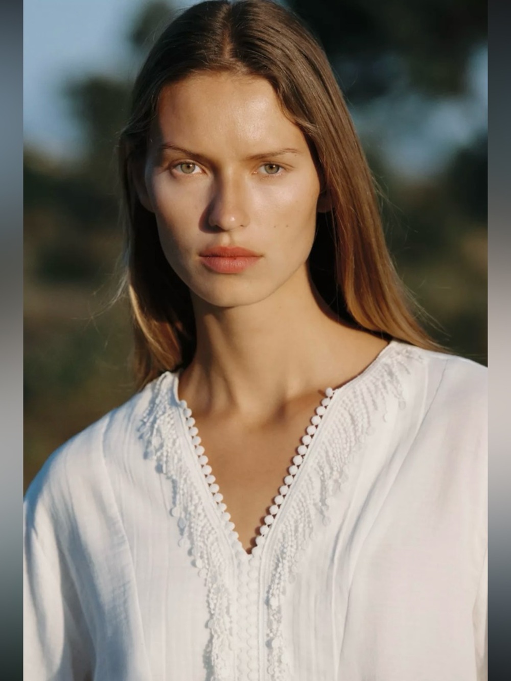 New ZARA Cotton Kimono V-Neck Blouse - Picture 3 of 7